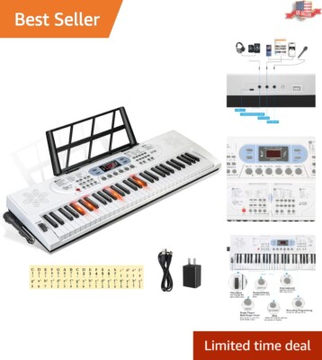 Versatile Multi-Function Keyboard Piano - Beginner Adults Kids - 61 Key