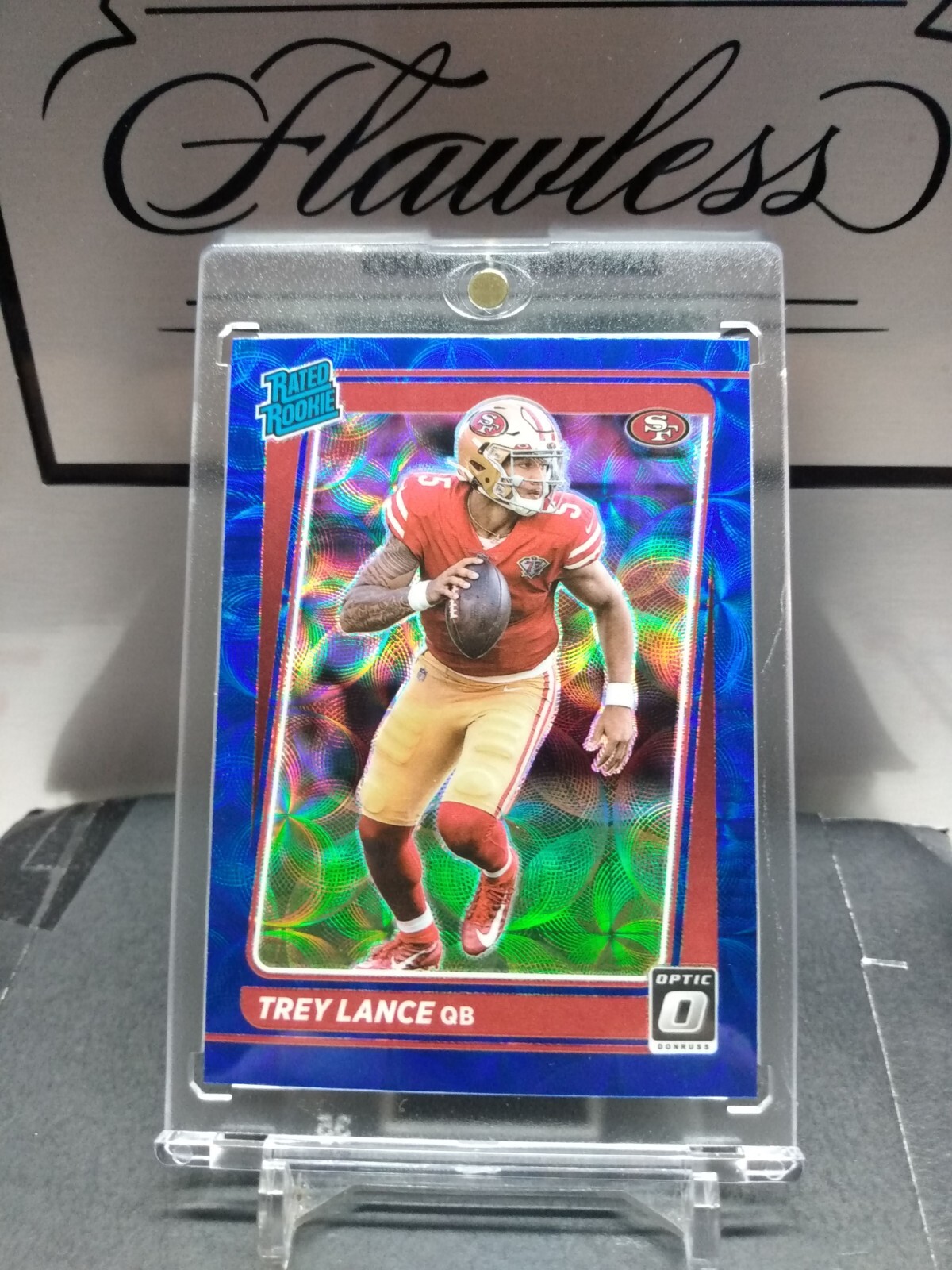 2021 Panini Donruss Optic Trey Lance Rated Rookie #203 SP Blue Holo Scope Prizm