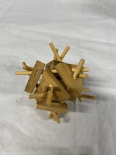 Natural Bamboo Wooden Tangle Puzzle Wood Game Boredom Buster Toy Tweezer Fidget