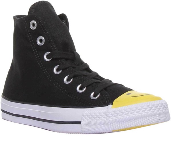 converse smiley face black