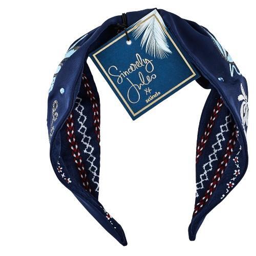 Sincerely Jules by scünci Satin Beaded Top Knot Headband Blue