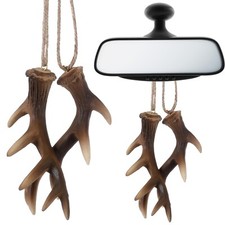 2 Pairs Of Deer Antler Ornaments Deer Antler Rearview Mirror Ornament For Car...