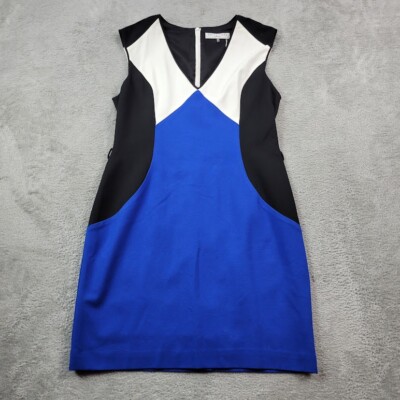 Trina Turk Shift Dress Womens 14 Blue Black Colorblock