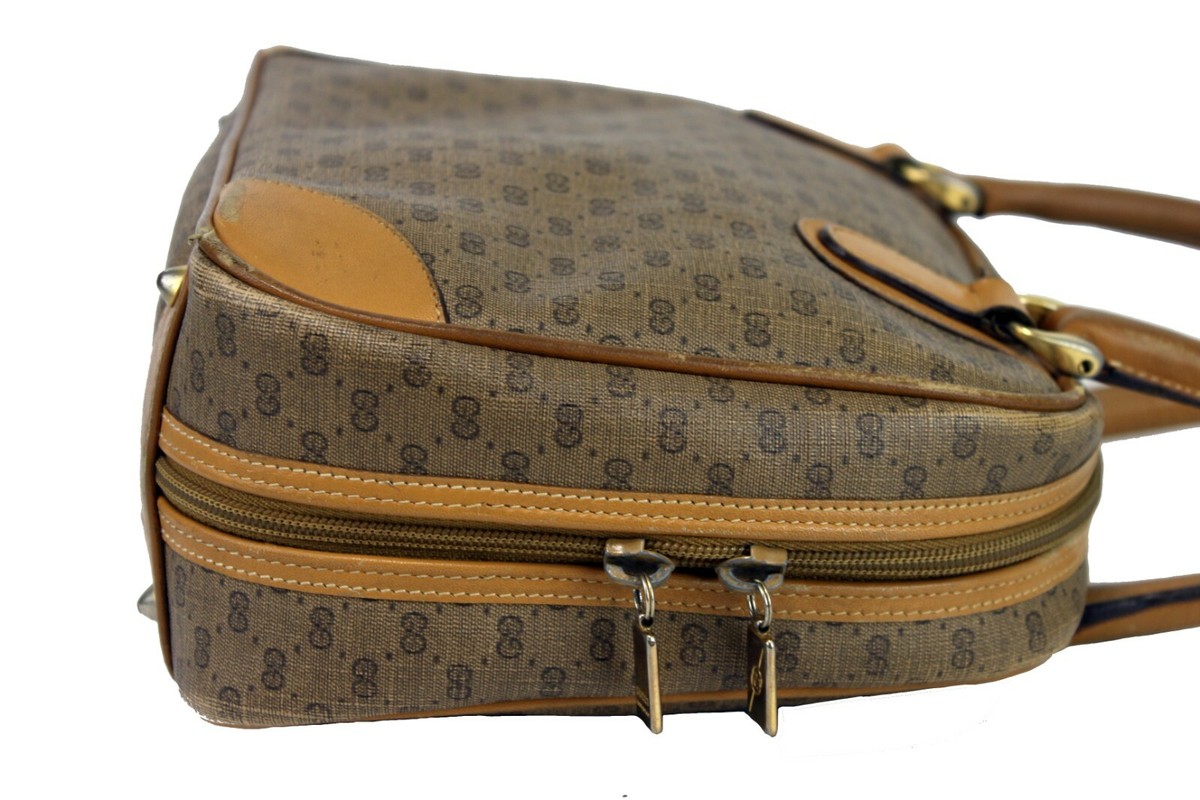 GUCCI Old Gucci GG Pattern Mini Handbag Purse Vintage Used Brown