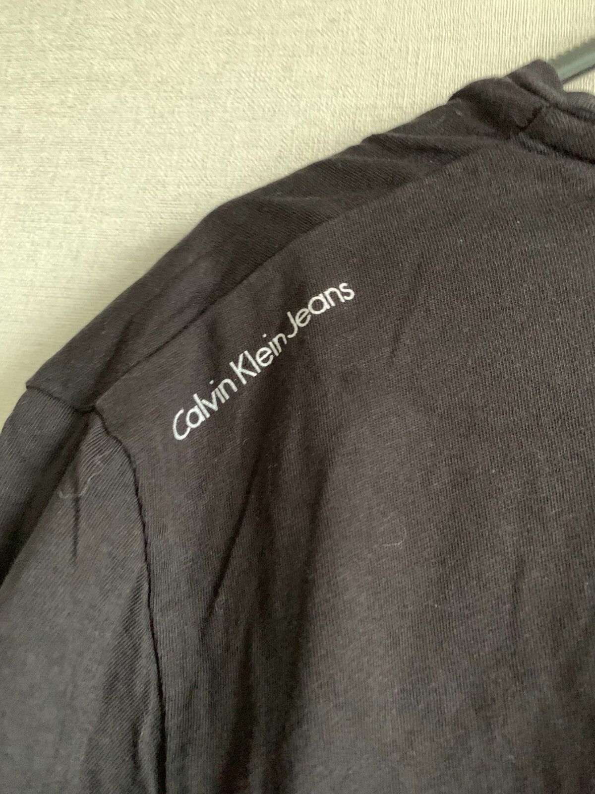 Calvin Klein Jeans Basic Black Men M size  T-shirt  White Logo Chest pocket thumbnail 4