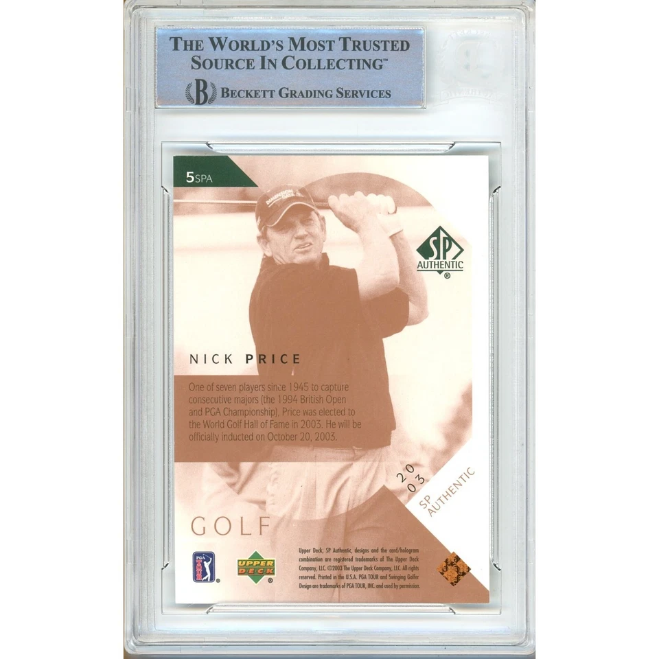 Nick Price Signed 2003 SP Authentic #5 Beckett BAS Slabbed PGA Tour Golf Auto - Image 2 of 4