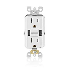Leviton 15A SmartlockPro GFCI Outlet w/24W (4.8A) Type A USB In-Wall Charger
