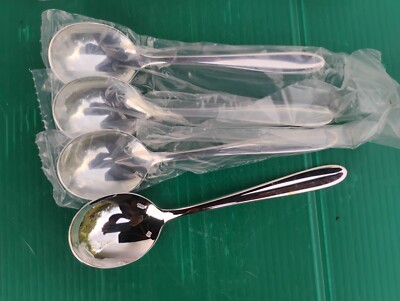 set of 4  Oneida V023SRBF Sant Andrea Mascagni Silverplate Round Bowl Soup Spoon