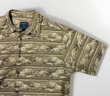 Woolrich DAD Shirt Mens Size XL Short Sleeve Button Kelp Largemouth Fish Print