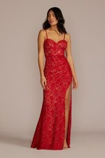David’s Bridal allover lace corset sheath red prom dresses size 10 worn once 