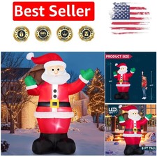 6 FT LED Christmas Inflatable Santa with Gift Bag - Perfect Holiday Decoration