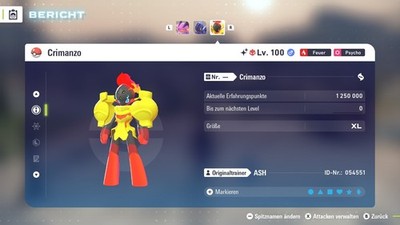 Shiny Elite Crimanzo Level 100 6IV + Max EV / DV  Für Pokemon Legenden Z-A