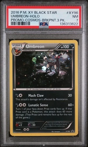 2016 POKEMON XY BLACK STAR PROMO COSMOS-BREAKPOINT 3 PACK UMBREON-HOLO PSA 7
