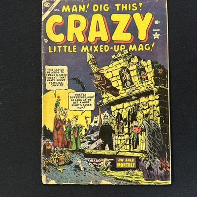 CRAZY #1 3.5 VG- BILL EVERETT COVER MANEELY CORBETT PARODY 1953 Atlas Golden Age