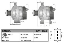 Alternateur avec poulie d'entraînement multiple DAN1434 DENSO pour TOYOTA