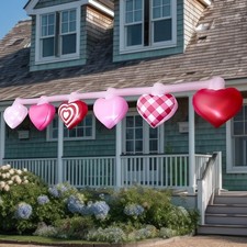 14.7FT Long Valentine's Day Inflatables Hanging Flashing Pink Hearts Decorations