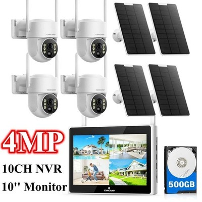 4x Solar Powered Security Camera Wireless Outdoor 4MP WiFi PTZ IP Camera CCTV US