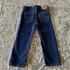 Levi's 502 Boys Reg Taper Straight Blue Denim Jeans Adjustable Waist Pockets 3T