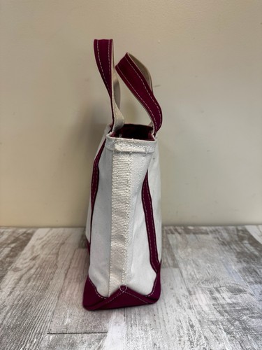 Vintage LL Bean Zip Boat and Tote Canvas Bag Small Zipper Top Maroon Freeport ME - Picture 3 of 8