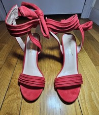 Allegra K Back to College Open Toe Ankle Tie Back Block Heeled Sandals Women 9.5