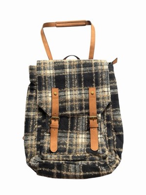 Natural Reflections Plaid Backpack Purse Brown Black Cozy Flap Closure Bookbag