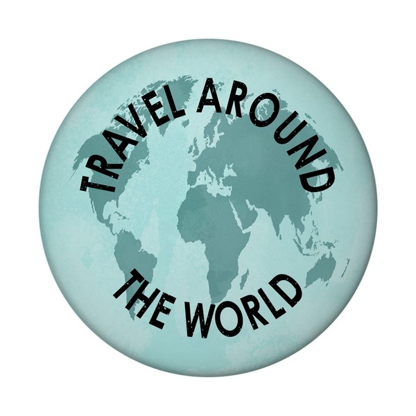 Travel Around The World Weltkarte Magnet Rund-image