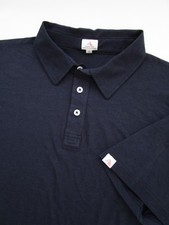 Mens Large Coastal Crew Polo Shirt blue plaid trim made in USA