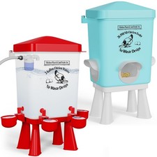 3 Gallon Automatic Chicken Feeder and Waterer Set with Float Valve, Chick Fee...