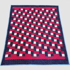 VTG Handmade Patchwork Quilt Throw Blanket Patch Grandma Cottage Core 47x57