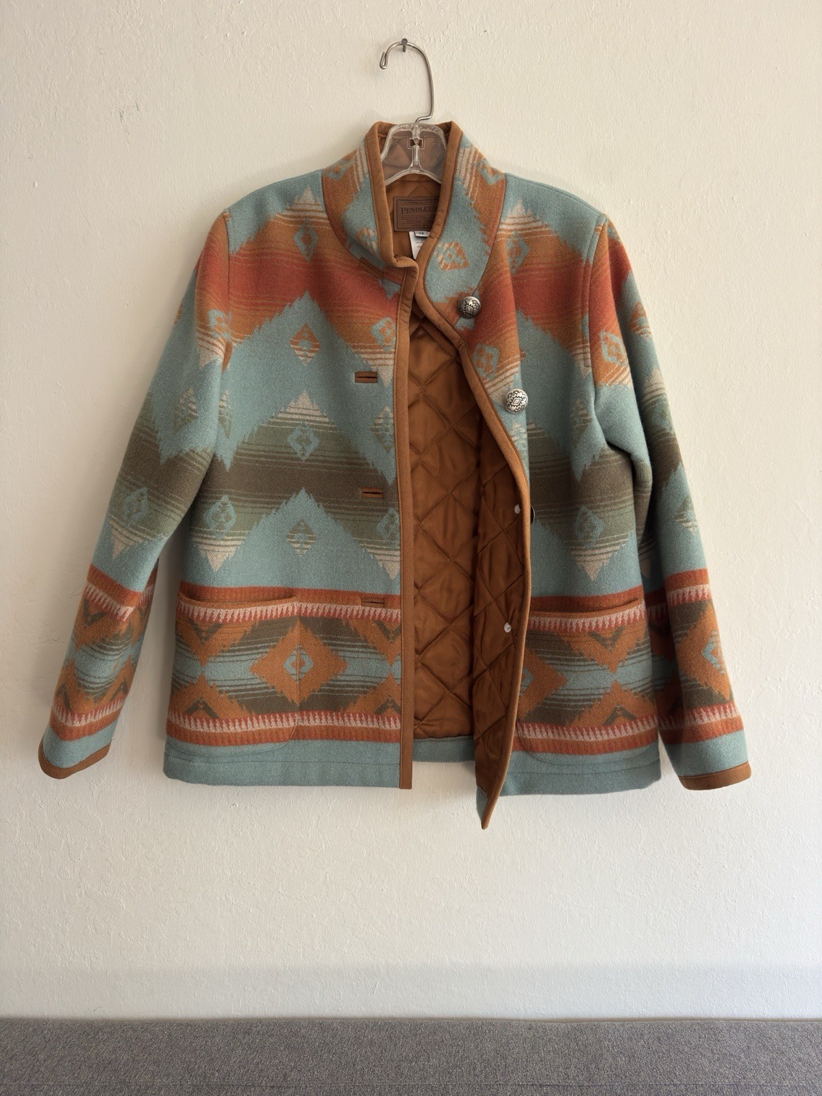 Pendleton Vintage Wool Jacket Lined Southwest Pat… - image 1