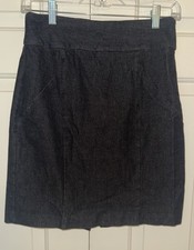 BANANA REPUBLIC Dark Blue Denim Stretch Straight Pencil Knee Skirt Size 6 EUC