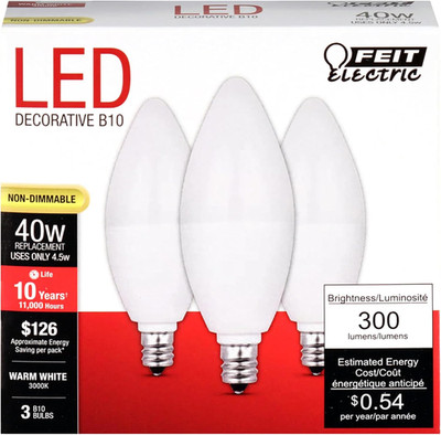 CTF40/10KLED/3 Non-Dimmable Led Bulb, 40 W, 120 Vac, 300 Lumens, 3000 K, CRI 80