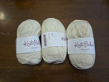 3 Skeins Knit Picks Swan White Cotlin Cotton Linen DK Weight 50 Grams/123 yds