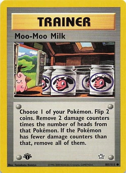 Moo-Moo Milk 101/111 1st Edition Neo Genesis Trainer Pokemon Card - NM