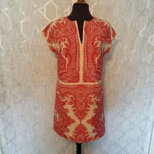 Madewell Silk Artsy Dress Women's XS Red Paisley Shift Silk