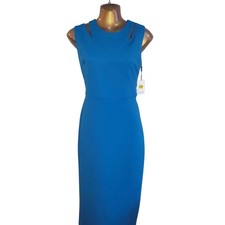 NWT Size 8 Calvin Klein Teal Blue Cutout Fitted Dress