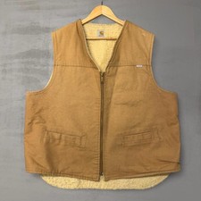Vintage Carhartt Duck Canvas Sherpa Lined Vest Brown Zip Up Union USA Made