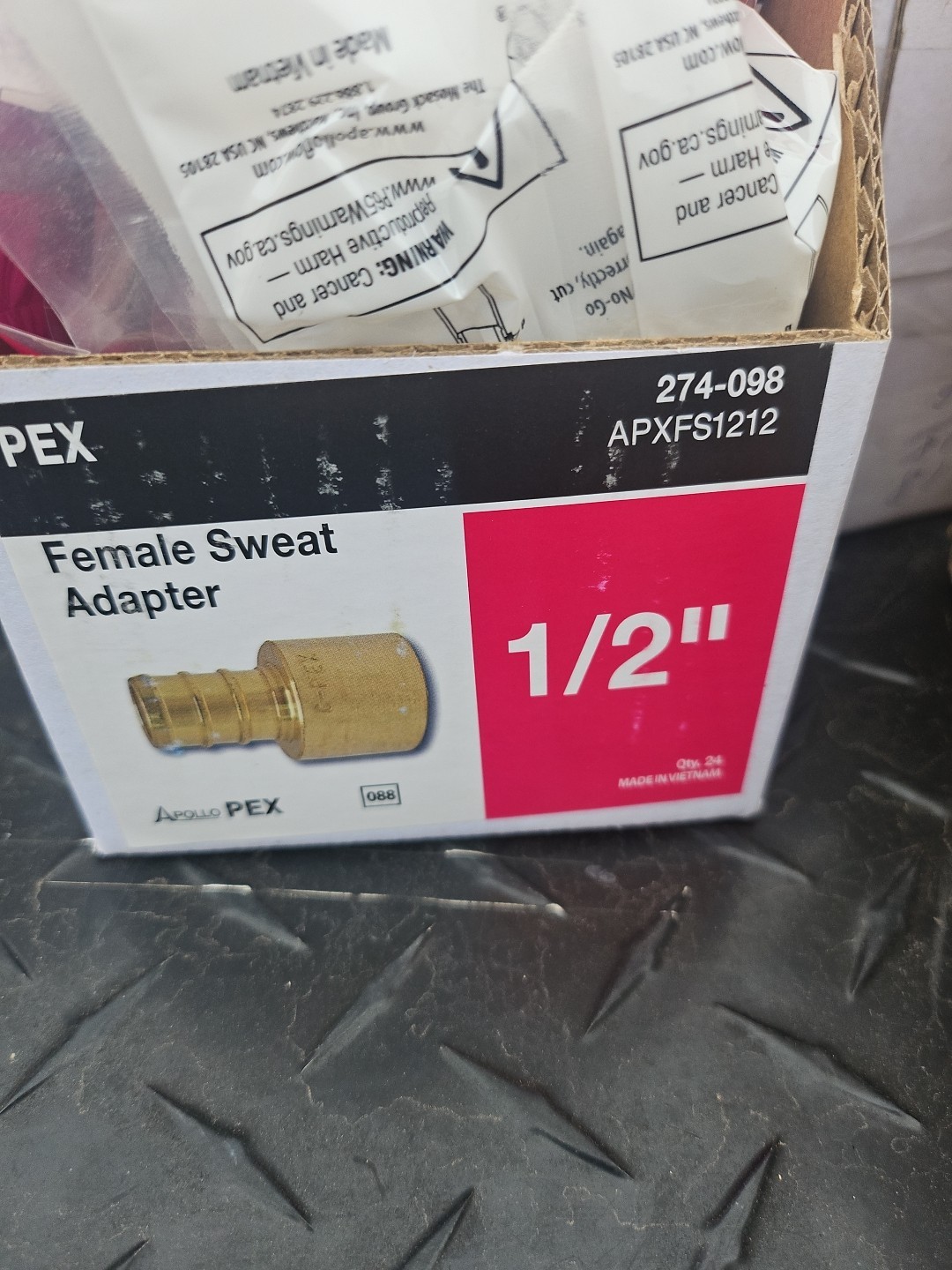 Box Of 24 Apollo 1/2 in. Brass PEX-B Barb x 1/2 in. Female Copper Sweat Adapter