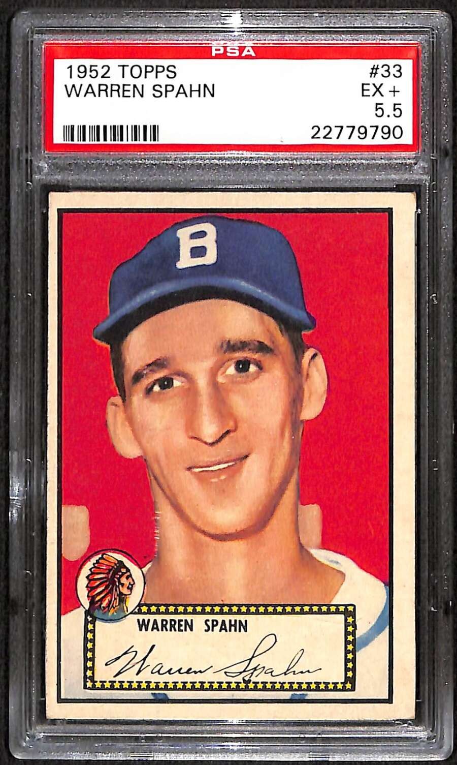 1952 Topps #33 Warren Spahn HOF PSA 5.5 EX+ C102177