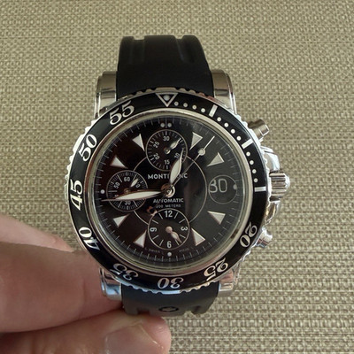 Montblanc Sport Automatic Chronograph 200m Black Dial Rubber Strap Rotating