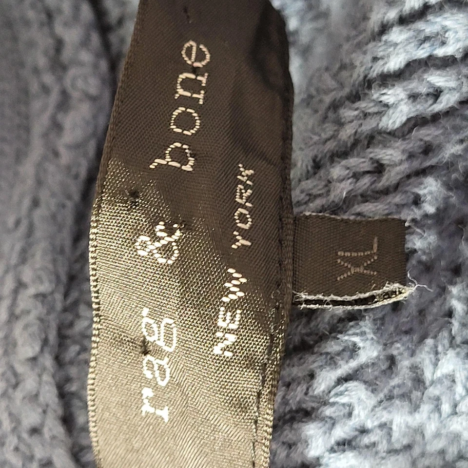 Rag & Bone Sweater Mens XL  Blue Shawl Collar Cardigan Waffle Knit Pockets - Image 3 of 4