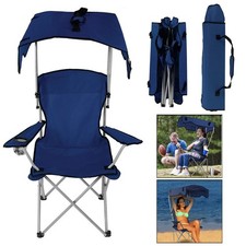 Camping Chair with Canopy Foldable W/Sun Shade for Beach Camping Folding Chair