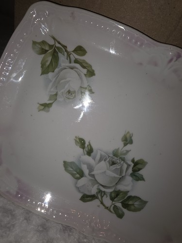 Vassoio comò vintage in porcellana rosa bianca made in Germany - Foto 3 di 11