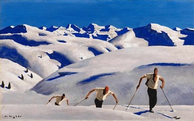 Alfons Walde : Drei Schifahrer : Three Skiers : Tyrolean Winter Landscape Print