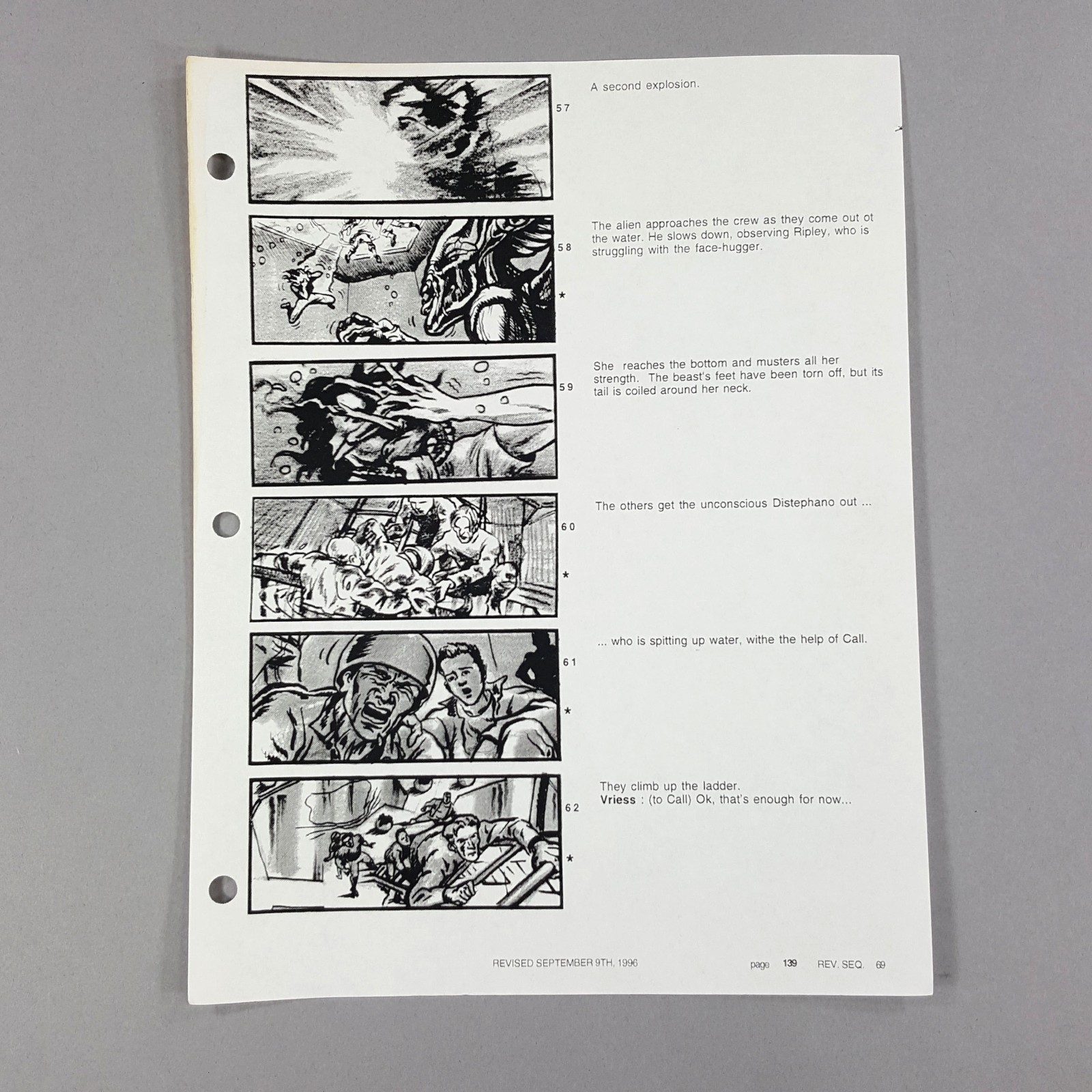 Image 2 of Alien: Resurrection - Production Used Storyboard, Face Hugger on Ripley, COA