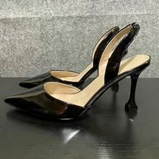 Marc Fisher Hadya Stiletto Slingback Pumps Womens 6.5M Black Patent 967 Heels