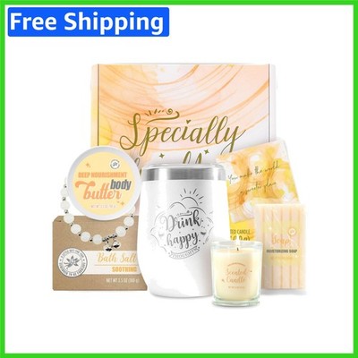 Luxury 6-Piece Vanilla Bath Spa Set with Bracelet & Tumbler - Ideal Gift for Her
