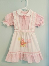 Vintage 1980 Strawberry Shortcake Pink Eyelet Prairie Dress 3T 4T READ DESCRIPTI