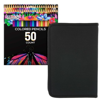 50pc Adult Coloring Book Artist Grade Colored Pencil Set with Case, Art Drawing