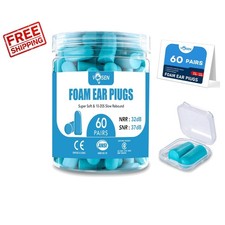 Extra Comfort 60 Pairs Foam Ear Plugs - 32dB NRR for Effective Noise Reduction